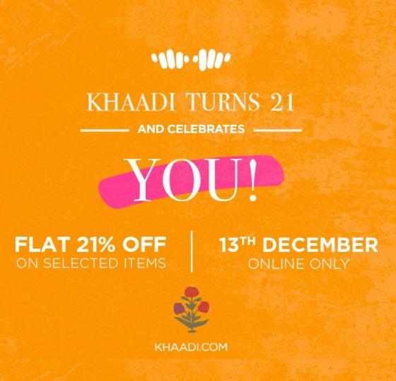 Khaadi 21st Birthday Sale! Flat 21 off on 13th December only